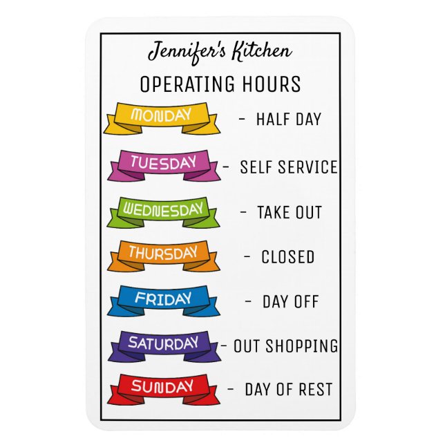 Personalized Name funny kitchen operating hours  Magnet (Vertical)