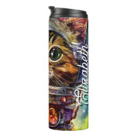 Personalized Name Futuristic Space Cat