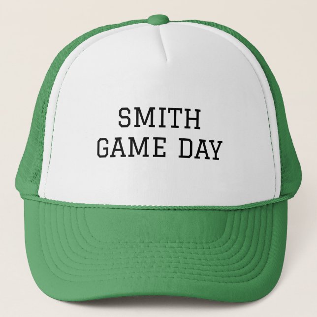 Personalized Name Game Day Green Trucker Hat (Front)