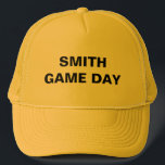 Personalized Name Game Day Yellow Trucker Hat<br><div class="desc">Game Day Yellow Trucker Hat.  Personalized.</div>