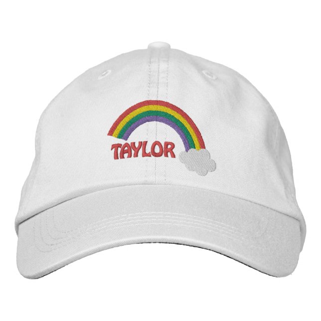 Personalized Name Gay Pride Rainbow Embroidered Hat (Front)