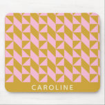 Personalized Name Geometric Modern Pink Yellow Mouse Pad<br><div class="desc">Add a bold and stylish touch to your workspace with this personalized geometric mouse pad featuring a striking modern pattern in soft pink and warm mustard yellow. The repeating triangular design creates a contemporary, eye-catching aesthetic, perfect for those who love mid-century modern and minimalist decor with a pop of colour....</div>