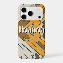Personalized Name Geometric Rustic Brown Gold
