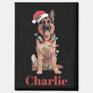 Personalized Name German Shepherd Christmas Dog Magnet