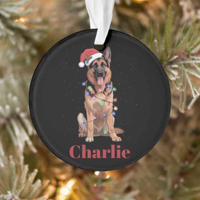 Personalized Name German Shepherd Christmas Dog Ornament (Tree)