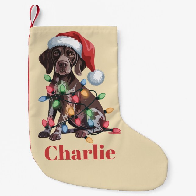 Personalized Name German Shorthaired Pointer Xmas Small Christmas Stocking (Front)