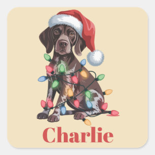Personalized Name German Shorthaired Pointer Xmas Square Sticker