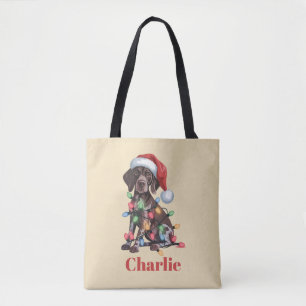Personalized Name German Shorthaired Pointer Xmas Tote Bag