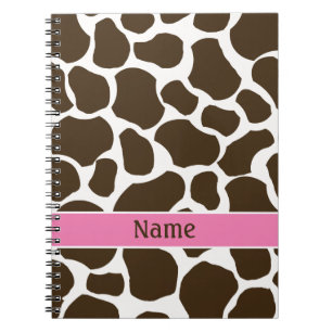 Personalized Name Giraffe Print Pattern Notebook