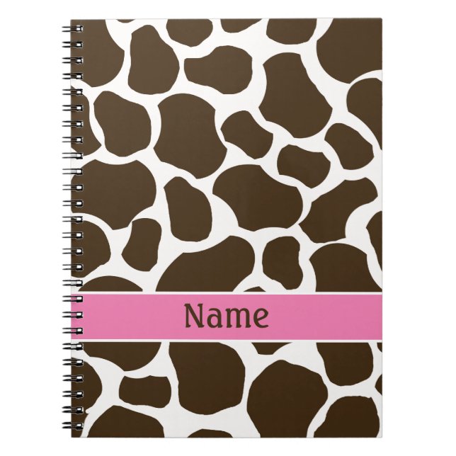 Personalized Name Giraffe Print Pattern Notebook (Front)