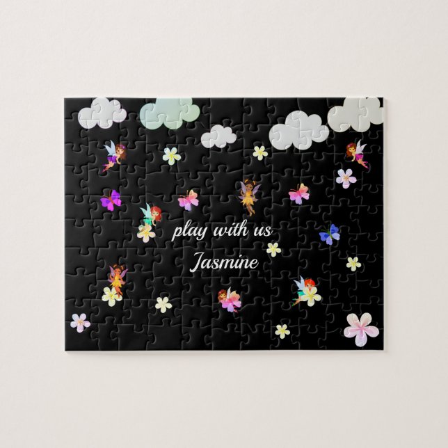 Personalized Name Girls Fairies Jigsaw Puzzle (Horizontal)