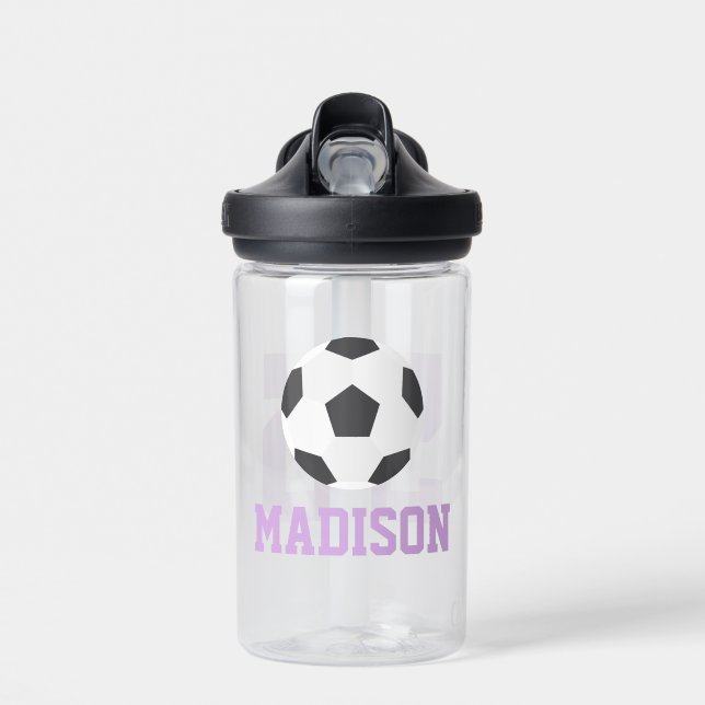 Personalized Name Girls Soccer Jersey Water Bottle (Front)
