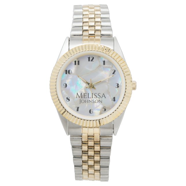 Personalized Name Girly Faux Opal  Watch (Front)