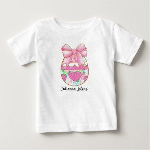 Personalized Name Glitter Easter Egg Coquette Baby T-Shirt