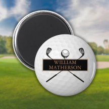 Personalized Name Gold and Black Golf Ball