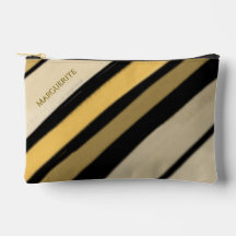 Personalized Name Gold Black Cream Stripes