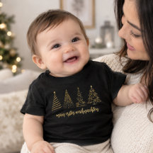 Personalized Name Gold Christmas Tree baby