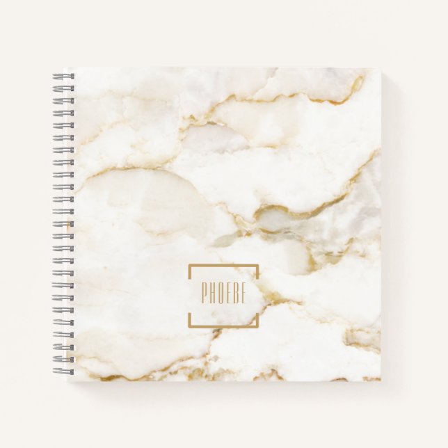 Personalized Name Gold Effect Marble Guestbook Notebook (Front)