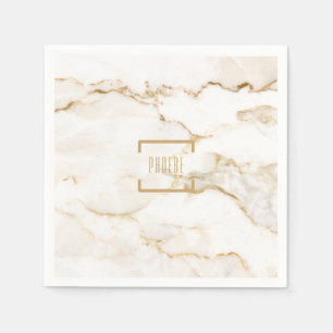 Personalized Name Gold Effect Marble Paper Napkin