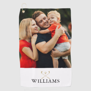 Personalized Name Gold Golf Clubs Photo Golf Towel
