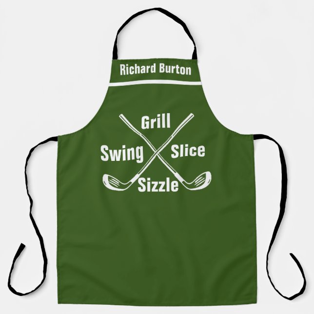 Personalized Name Golf Apron: Funny Golfer Chef Apron (Front)