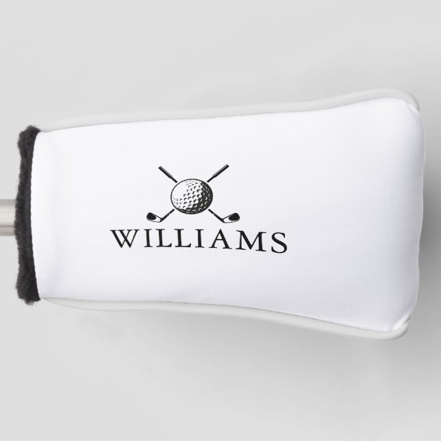 Personalized Name Golf Ball And Clubs Golf Head Cover (Front)