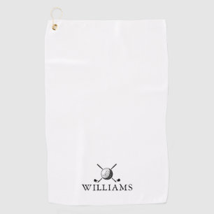 Personalized Name Golf Ball And Clubs Towel