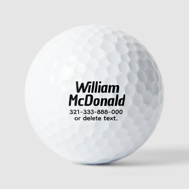 Personalized Name Golf Balls Template BOLD 4 (Front)
