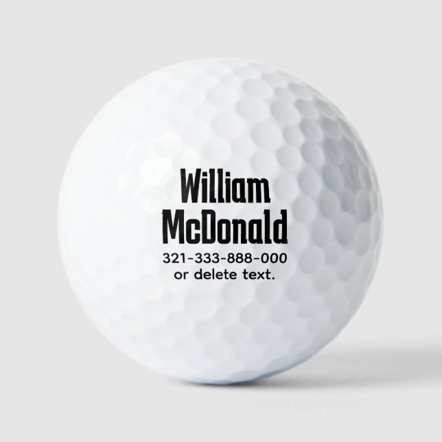 Personalized Name Golf Balls Template BOLD 8 (Front)