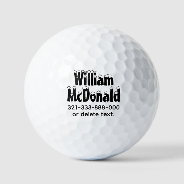 Personalized Name Golf Balls Template FUN RETRO 29 (Front)