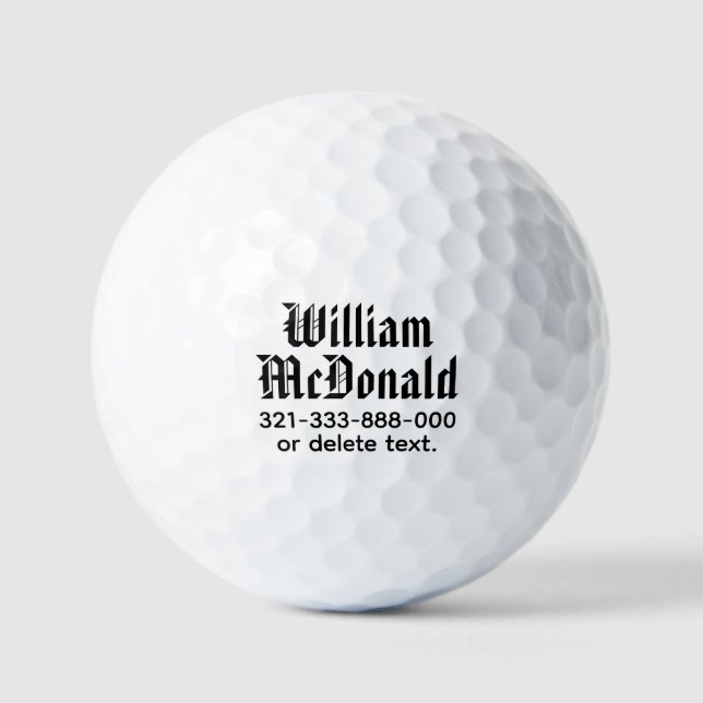 Personalized Name Golf Balls Template GOTHIC 1 (Front)