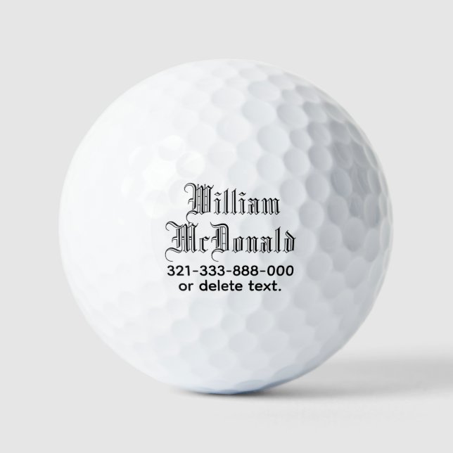 Personalized Name Golf Balls Template GOTHIC 2 (Front)