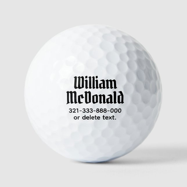 Personalized Name Golf Balls Template GOTHIC 8 (Front)