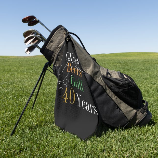 Personalized Name Golf Cheers Beers 40 year old Towel (Green)