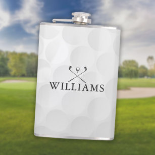 Personalized Name Golf Clubs And Ball Hip Flask