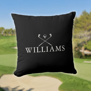 Personalized Name Golf Clubs Black And White Throw Pillow