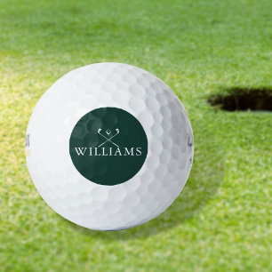 Personalized Name Golf Clubs Emerald Green Balls