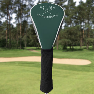 Personalized Name Golf Clubs Emerald Green White Golf Head Cover