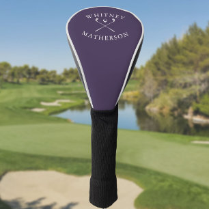 Personalized Name Golf Clubs Purple And White Head Cover
