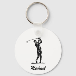 Personalized Name Golf Player Golfer Golfing Keychain