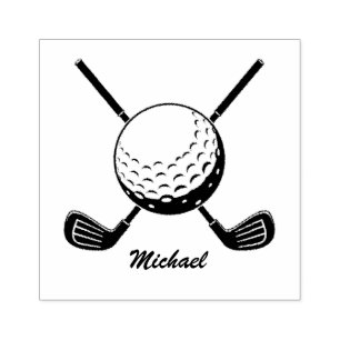 Personalized Name Golf Stick Golfer Golfing Rubber Stamp