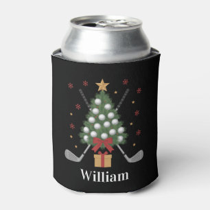 Personalized Name Golf Tree Equipment Christmas Can Cooler
