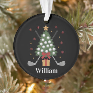Personalized Name Golf Tree Equipment Christmas Ornament