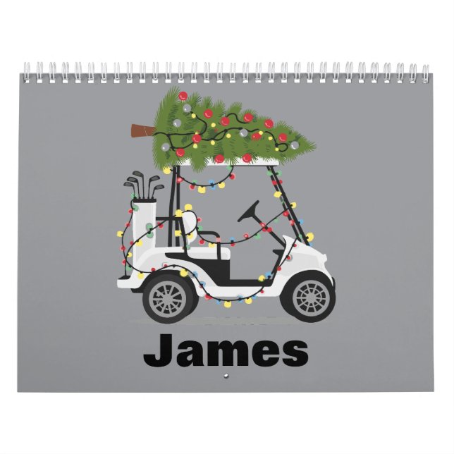Personalized Name Golfer Christmas Golf Cart Xmas  Calendar (Cover)