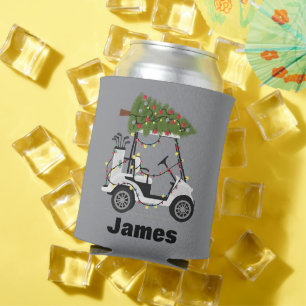 Personalized Name Golfer Christmas Golf Cart Xmas Can Cooler