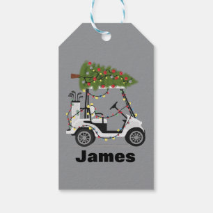 Personalized Name Golfer Christmas Golf Cart Xmas  Gift Tags