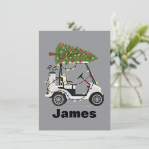 Personalized Name Golfer Christmas Golf Cart Xmas Holiday Card