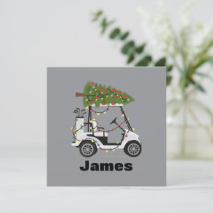 Personalized Name Golfer Christmas Golf Cart Xmas Invitation