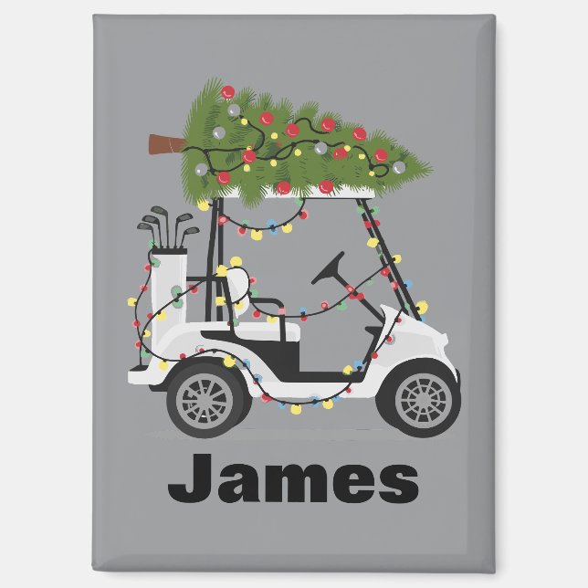 Personalized Name Golfer Christmas Golf Cart Xmas  Magnet (Front)