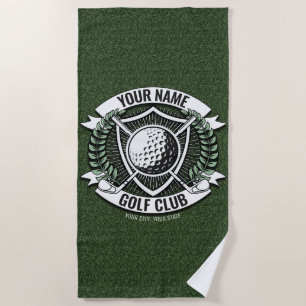 Personalized NAME Golfer Golf Club Turf Clubhouse  Beach Towel